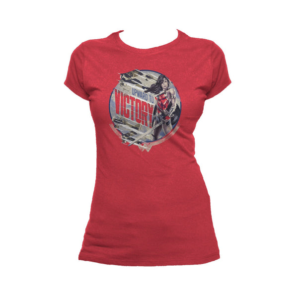 DC Wonder Woman Circle Victory Official Women's T-shirt (Red) - Urban Species Ladies Short Sleeved T-Shirt