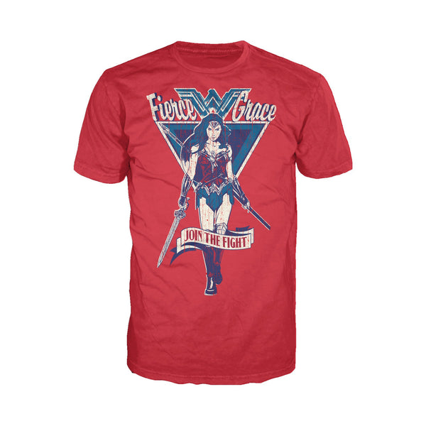 DC Wonder Woman Triangle Fierce Official Men's T-shirt (Red) - Urban Species Mens Short Sleeved T-Shirt
