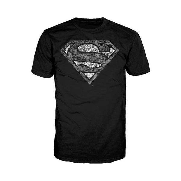 DC Comics Superman Logo Distressed Official Men's T-shirt (Black) - Urban Species Mens Short Sleeved T-Shirt