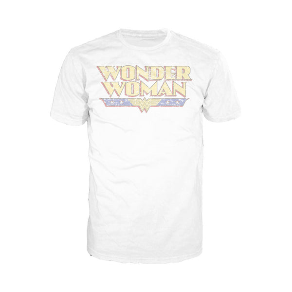 DC Comics Wonder Woman Logo Vintage Official Men's T-shirt (White) - Urban Species Mens Short Sleeved T-Shirt
