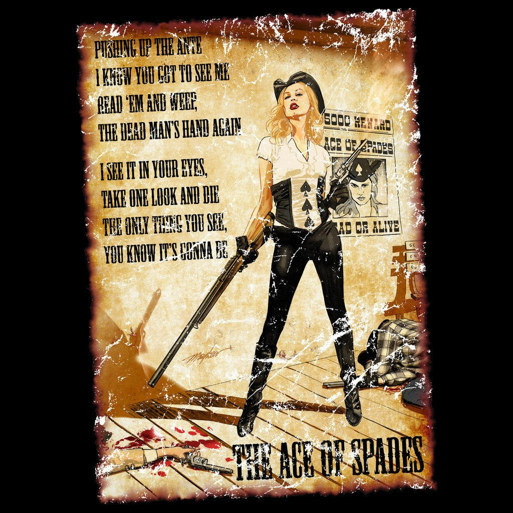 Motorhead Mike Mayhew Ace of Spades Official Women's T-shirt (Black) - Urban Species Ladies Short Sleeved T-Shirt