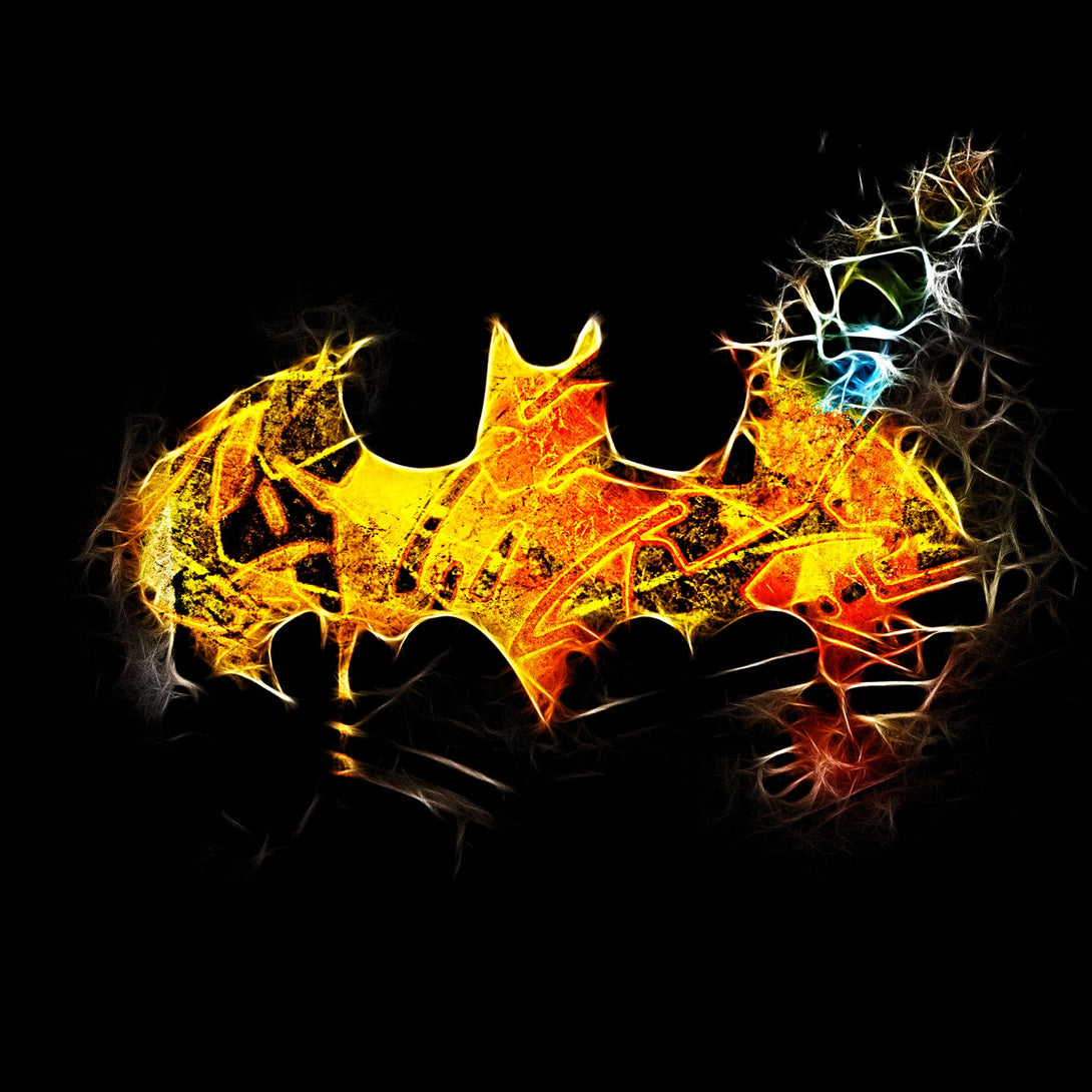 DC Comics Batman Logo Saturated Official Men's T-shirt Black - Urban Species Design Close Up