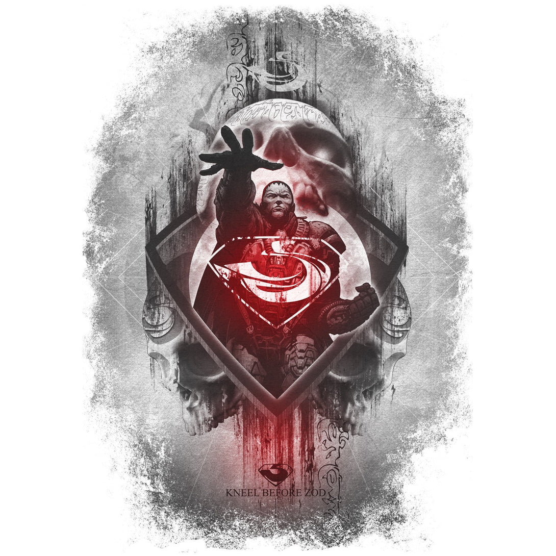 DC Man Of Steel Zod Skull Official Men's T-shirt (White) - Urban Species Mens Short Sleeved T-Shirt