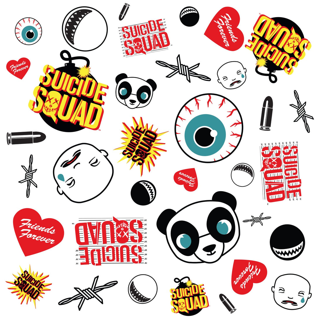 DC Suicide Squad Collage Emoji Official Men's T-shirt (White) - Urban Species Mens Short Sleeved T-Shirt