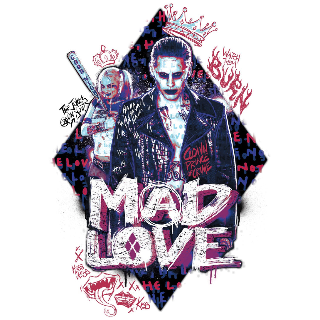 DC Suicide Squad Joker-Harley Quinn Mad Love Official Women's Long Tank Dress (White) - Urban Species Ladies Long Tank Dress