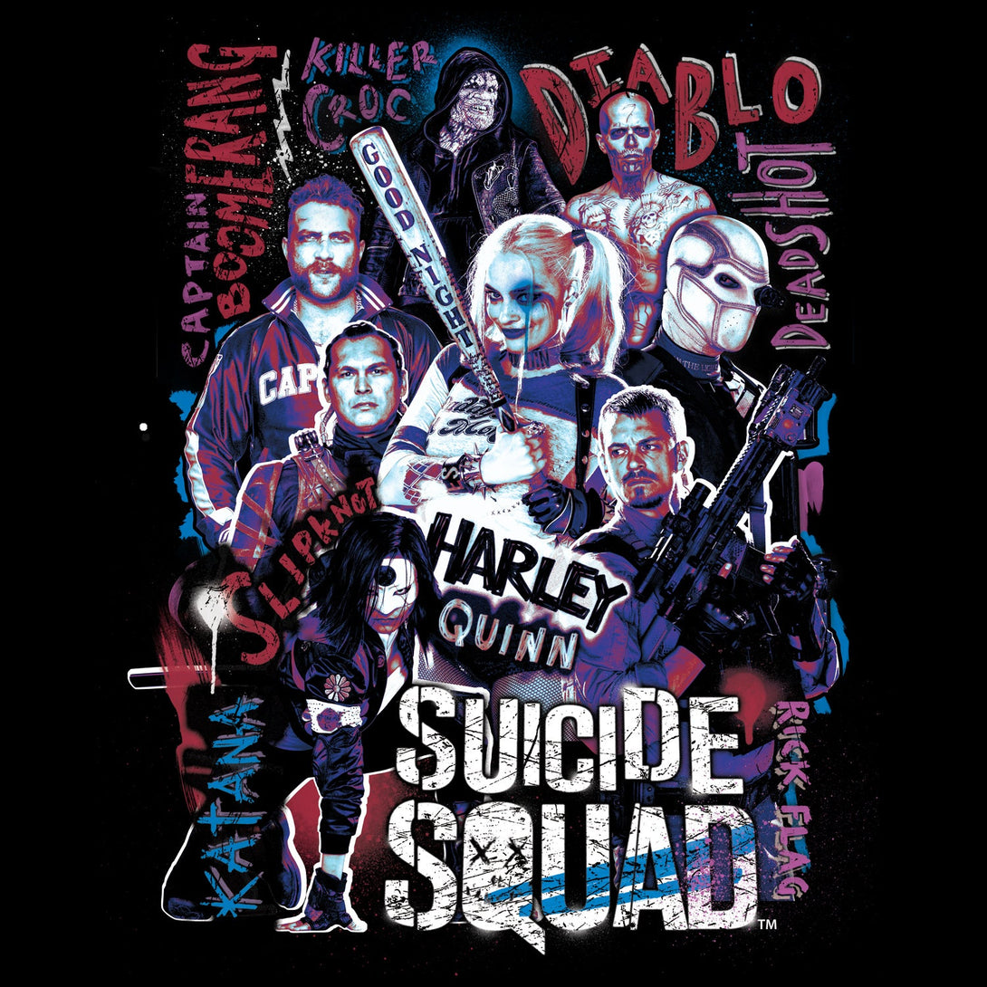 DC Suicide Squad Collage Official Men's T-shirt (Black) - Urban Species Mens Short Sleeved T-Shirt