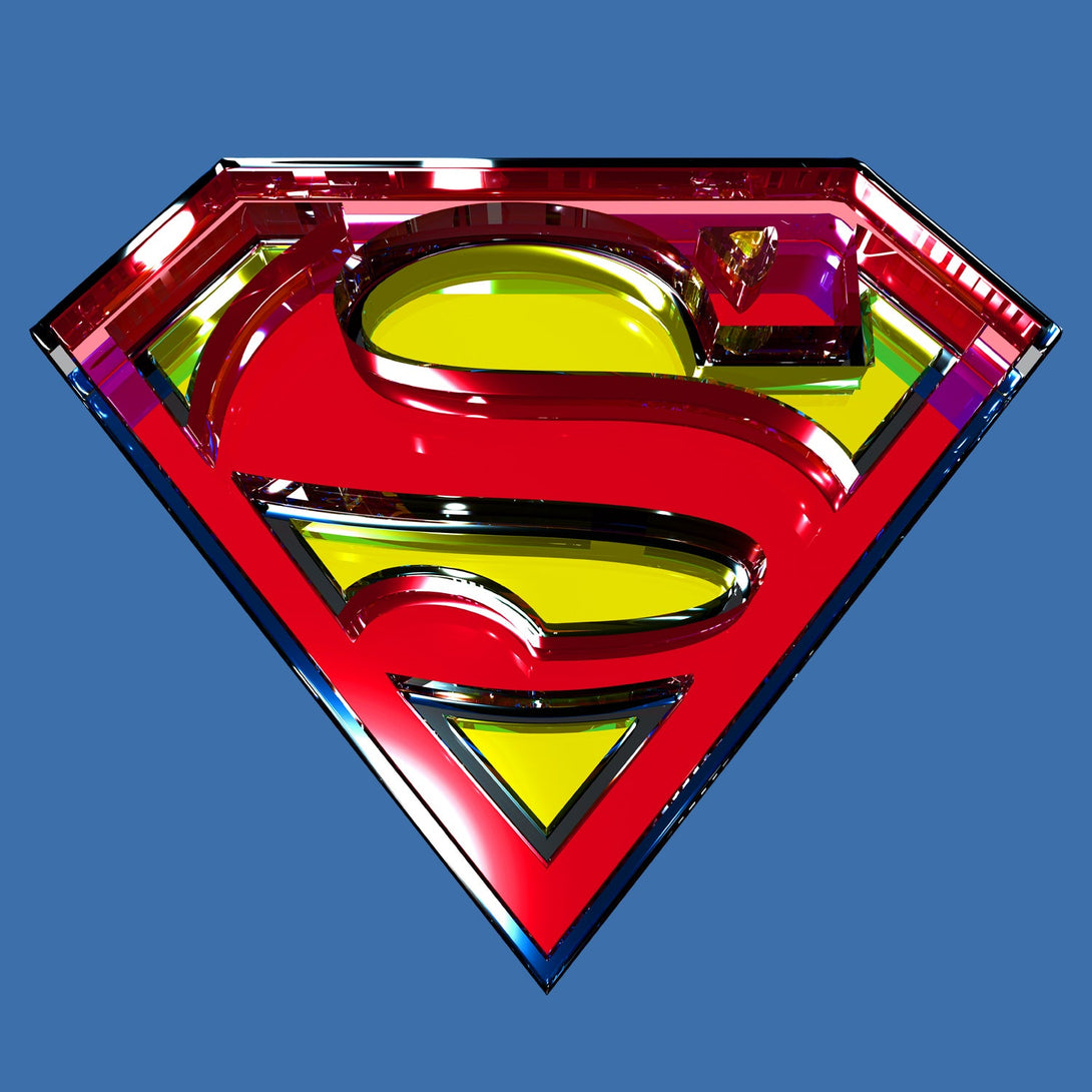 DC Comics Superman Logo Glass Official Women's T-shirt (Royal Blue) - Urban Species Design Close Up