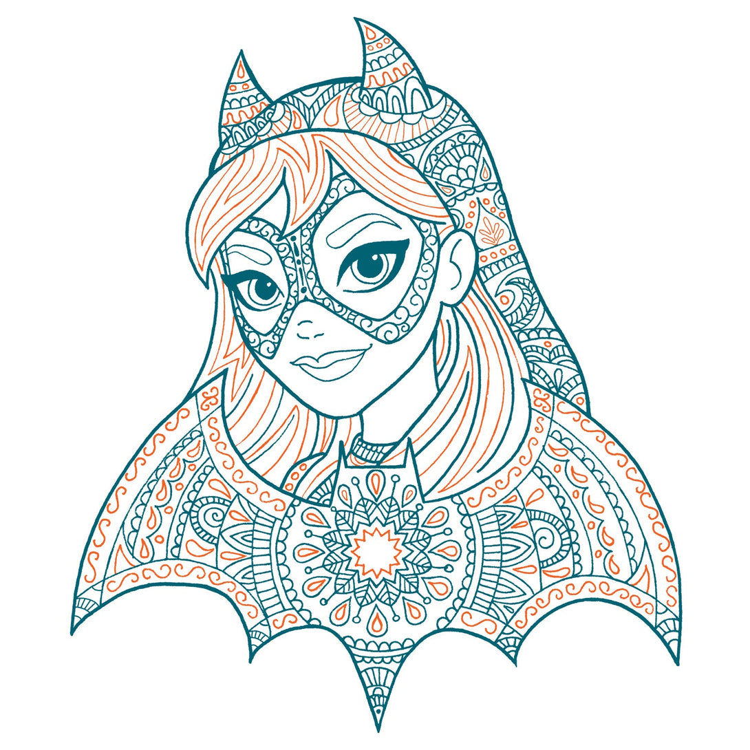 DC Comics Super Hero Girls Batgirl Pattern Bandana Profile Official Kid's T-Shirt (White) - Urban Species Kids Short Sleeved T-Shirt