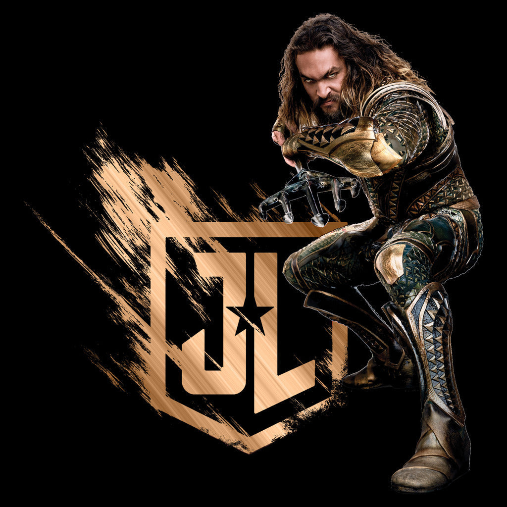DC Justice League Logo Aquaman Official Men's T-shirt (Black) - Urban Species Mens Short Sleeved T-Shirt