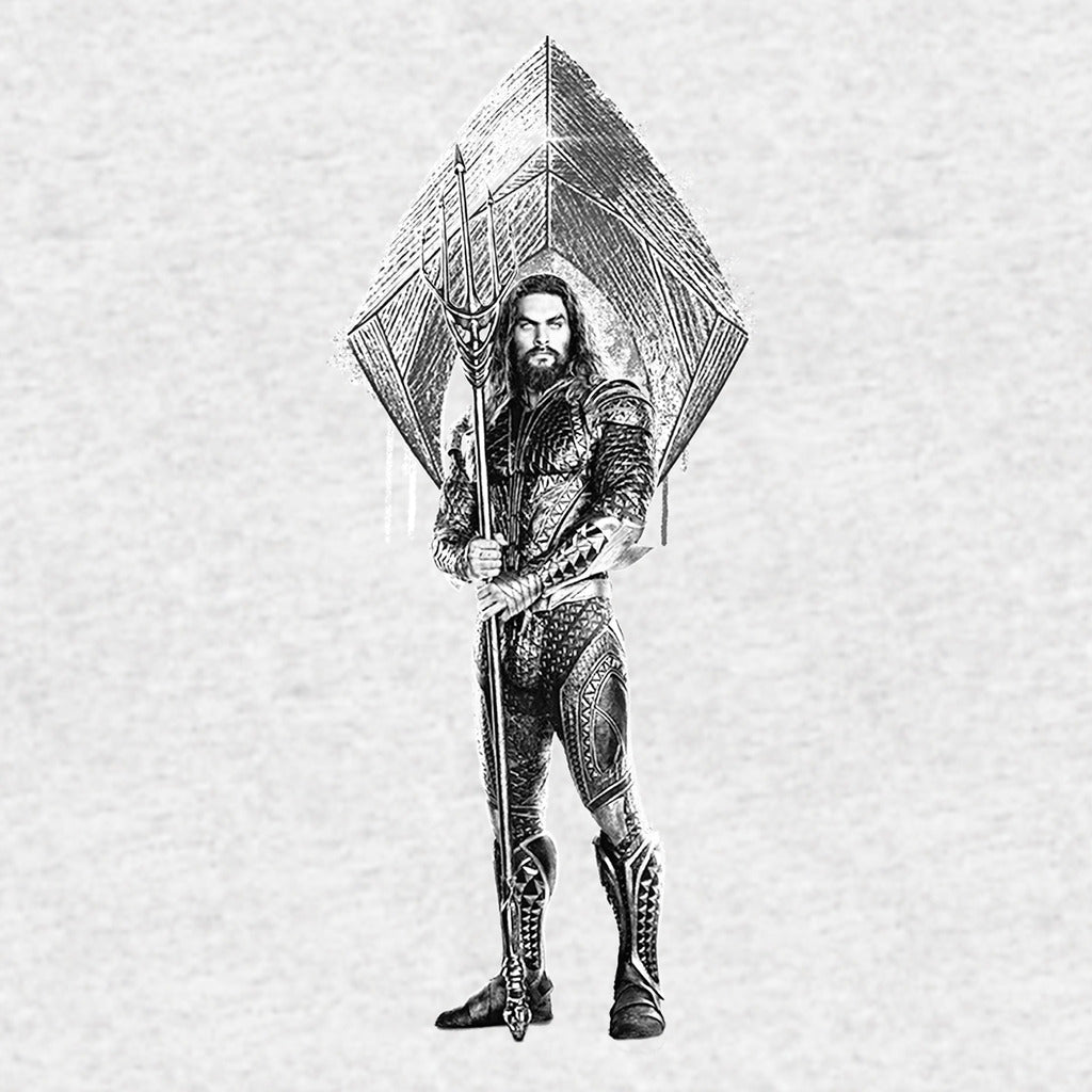 DC Justice League Logo Aquaman Trident Official Men's T-shirt (Heather Grey) - Urban Species Mens Short Sleeved T-Shirt