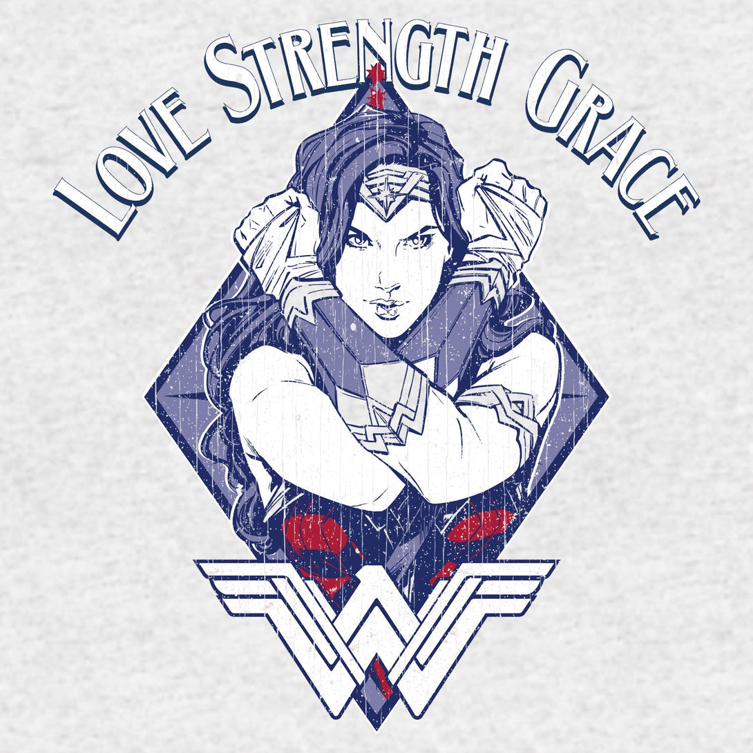 DC Wonder Woman Diamond Grace Official Women's T-shirt (Heather Grey) - Urban Species Ladies Short Sleeved T-Shirt