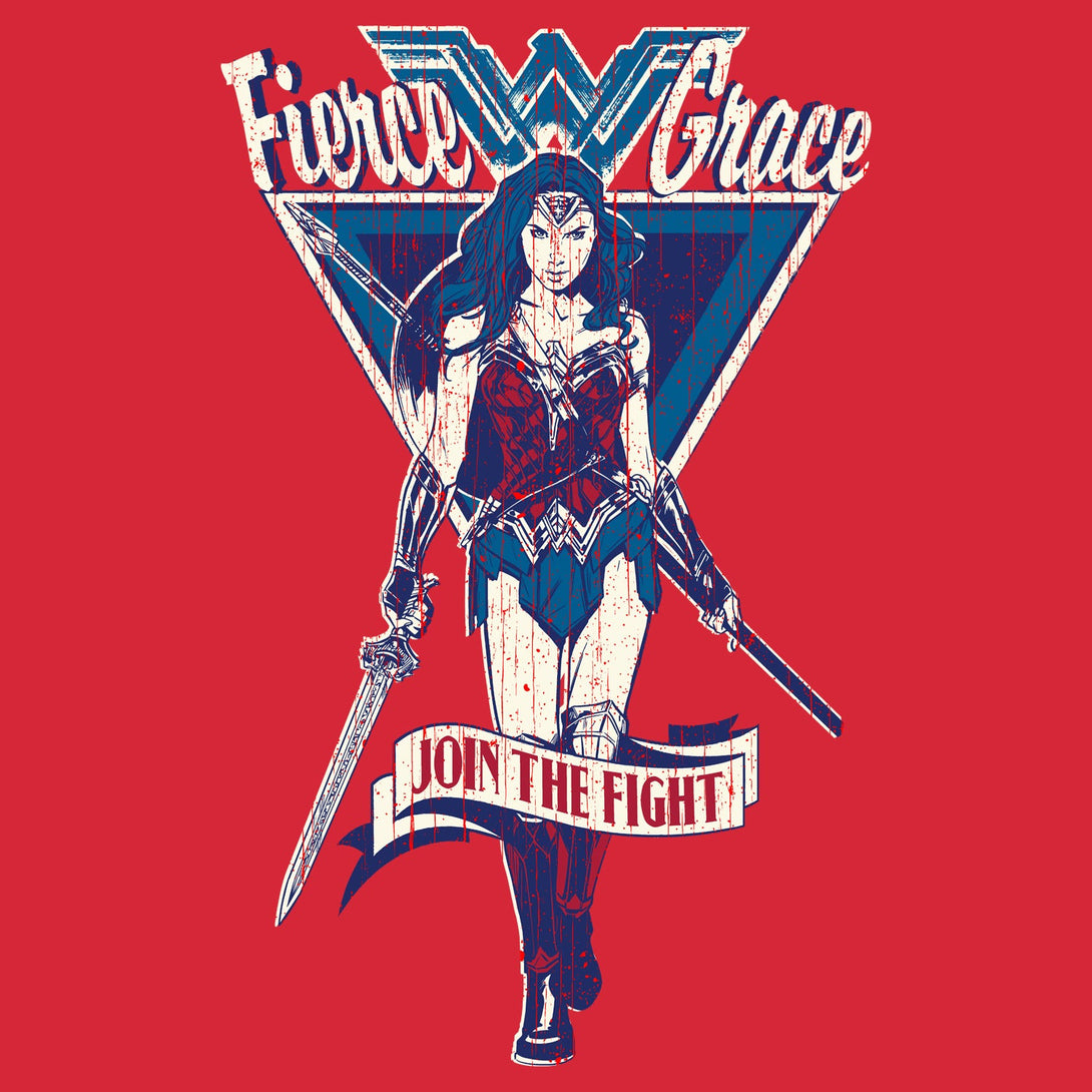 DC Wonder Woman Triangle Fierce Official Women's T-shirt (Red) - Urban Species Ladies Short Sleeved T-Shirt