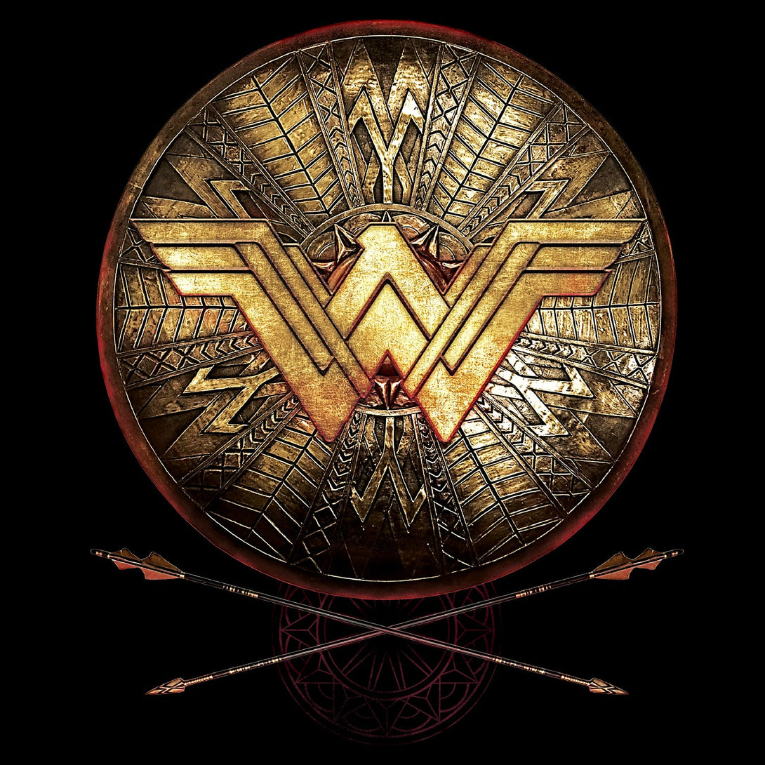DC Wonder Woman Logo 3D Shield Official Men's T-shirt (Black) - Urban Species Mens Short Sleeved T-Shirt