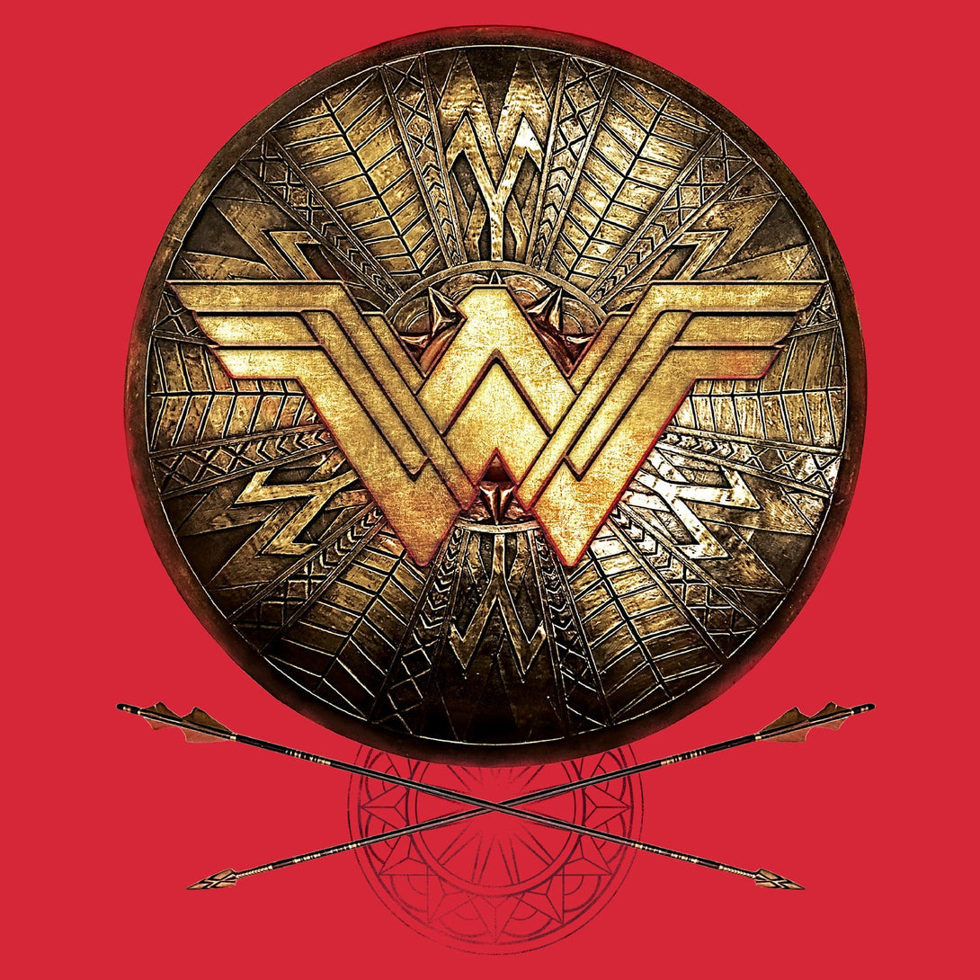 DC Wonder Woman Logo 3D Shield Official Men's T-shirt (Red) - Urban Species Mens Short Sleeved T-Shirt