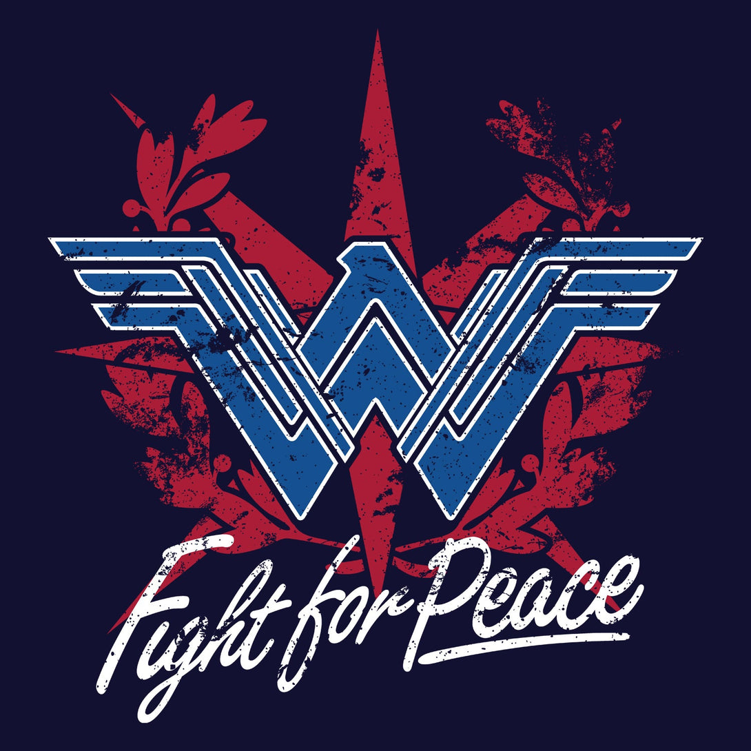 DC Wonder Woman Logo Fight Peace Official Men's T-shirt (Navy) - Urban Species Mens Short Sleeved T-Shirt