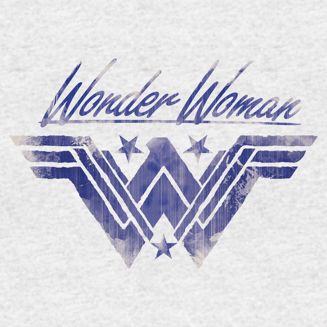 DC Wonder Woman +Logo Watermark Official Women's T-shirt (Heather Grey) - Urban Species Ladies Short Sleeved T-Shirt