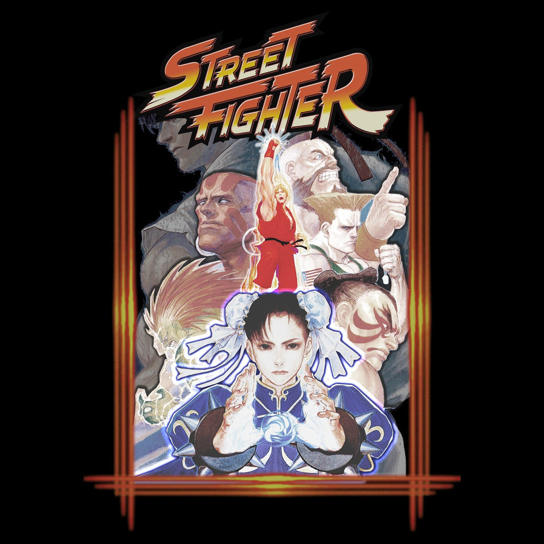 Street Fighter Poster Cover Frame Official Women's T-shirt (Black) - Urban Species Ladies Short Sleeved T-Shirt