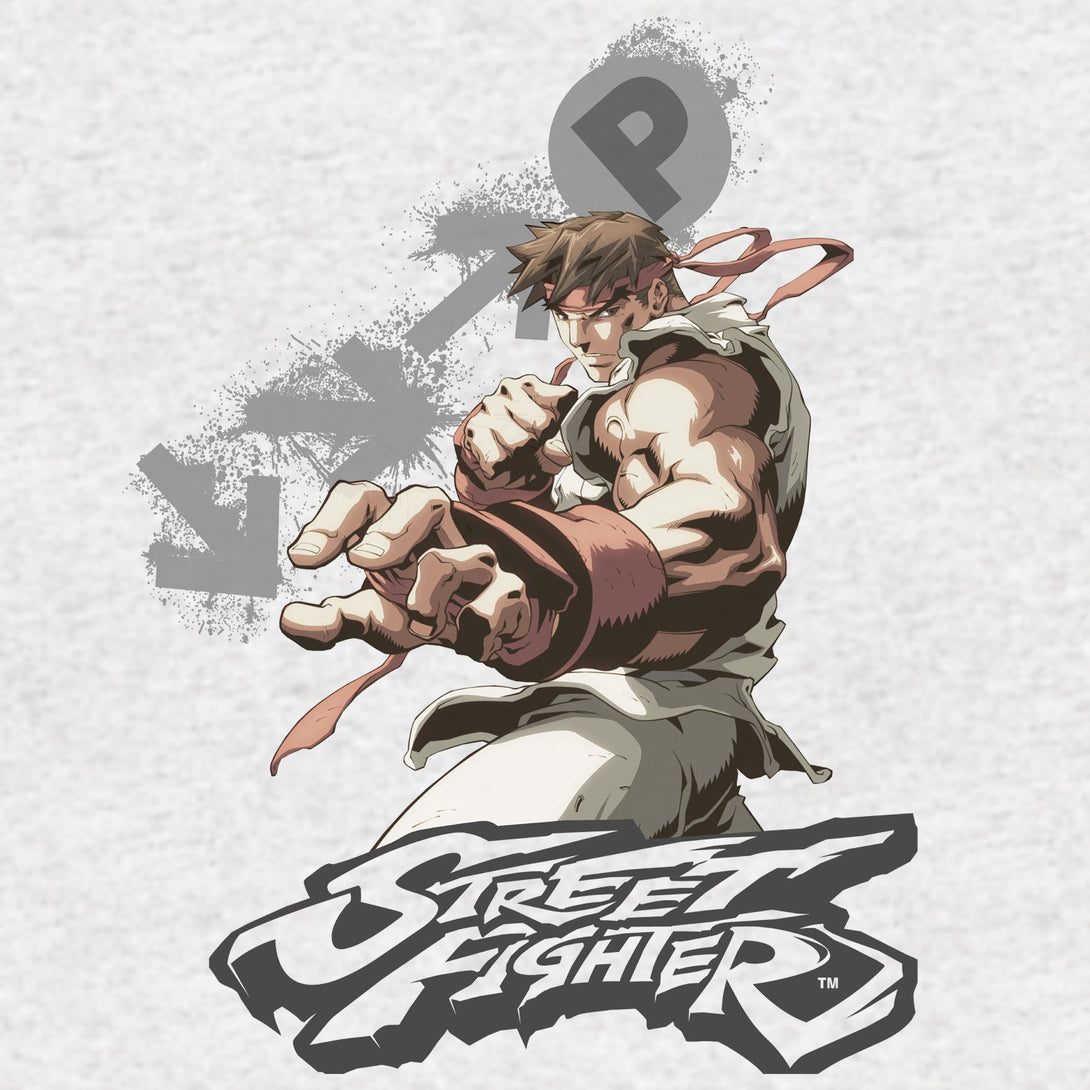 Street Fighter Ryu Portrait Fireball Official Sweatshirt (Heather Grey) - Urban Species Sweatshirt