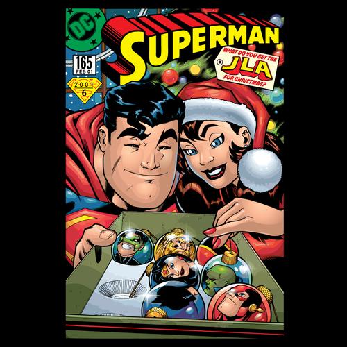 DC Comics Superman Cover 165 Xmas Lois Lane Men's T-Shirt Black - Urban Species Design Close Up