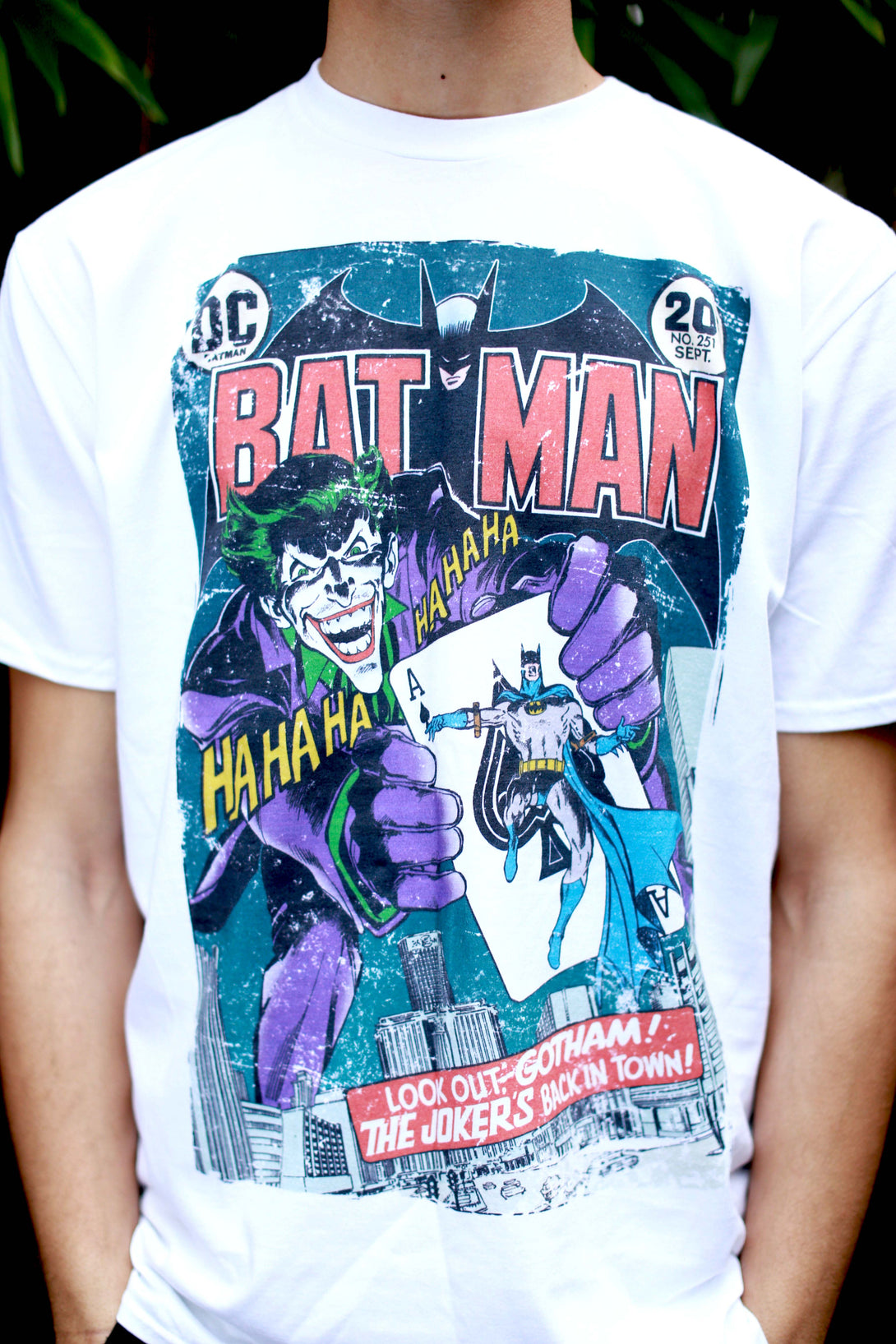 DC Comics Batman Cover 251 Joker Official Men's T-shirt White - Urban Species