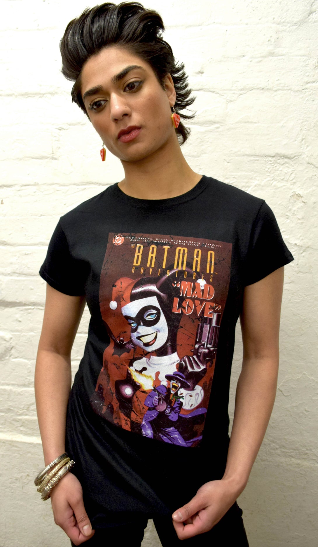 DC Comics Harley Quinn Cover Mad Love Retro Official Women's T-shirt Black - Urban Species