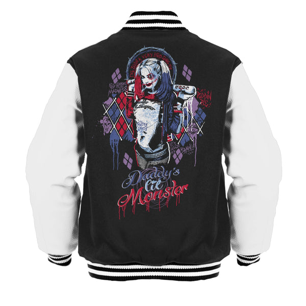 DC Comics Suicide Squad Harley Quinn Lil Monster Official Varsity Jacket Black - Urban Species