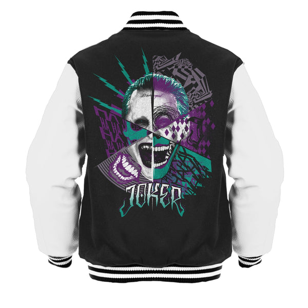 DC Comics Suicide Squad Joker Logo Official Varsity Jacket Black - Urban Species