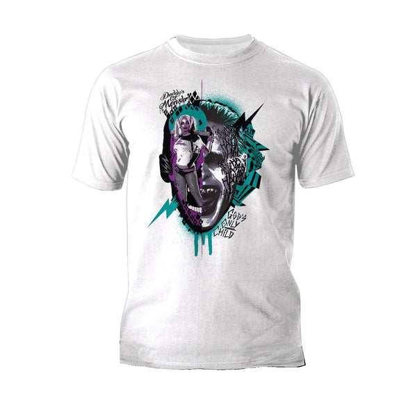 DC Comics Suicide Squad Joker-Harley Quinn Collage Official Men's T-Shirt White - Urban Species