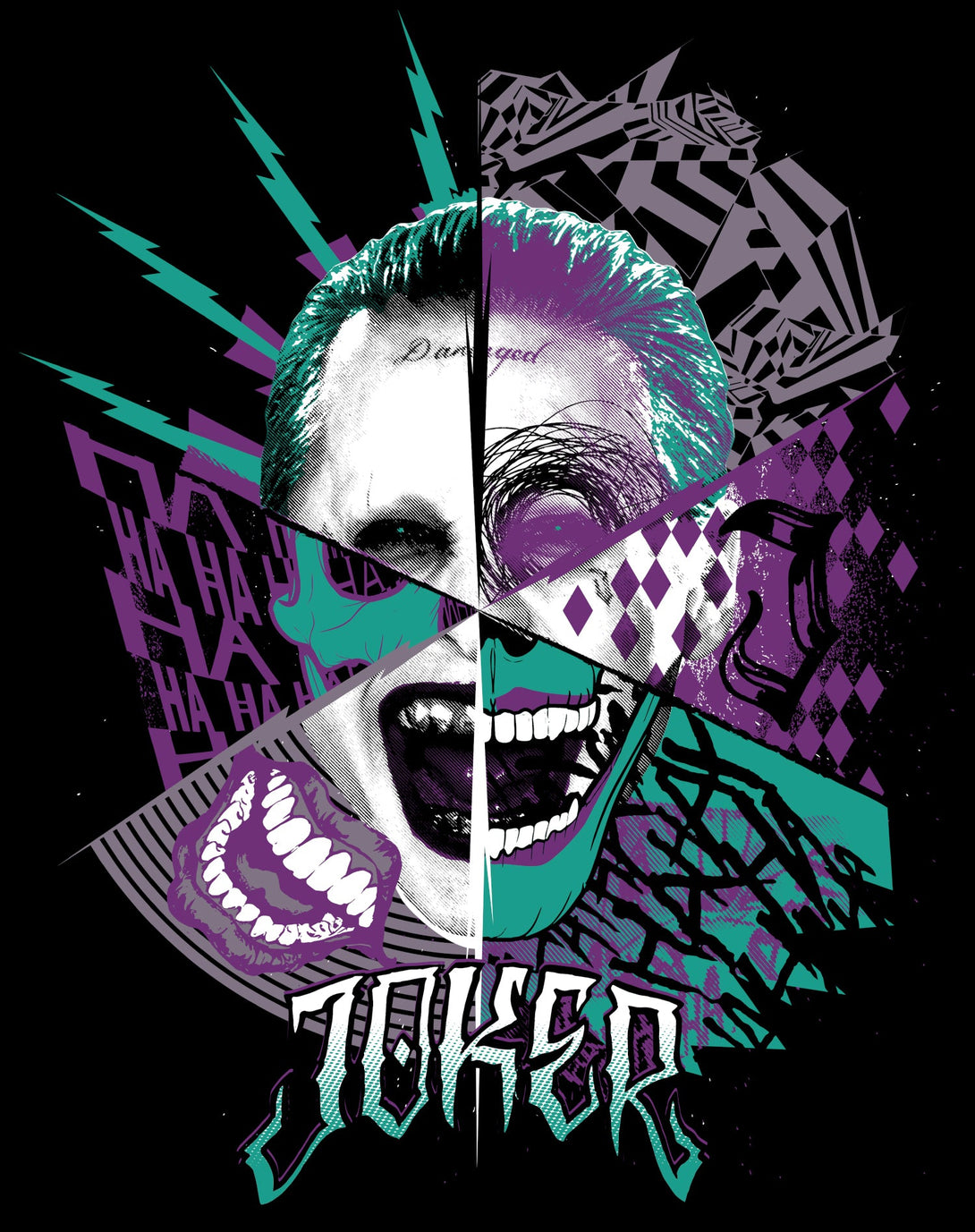 DC Comics Suicide Squad Joker Logo Official Sweatshirt Black - Urban Species Design Close Up