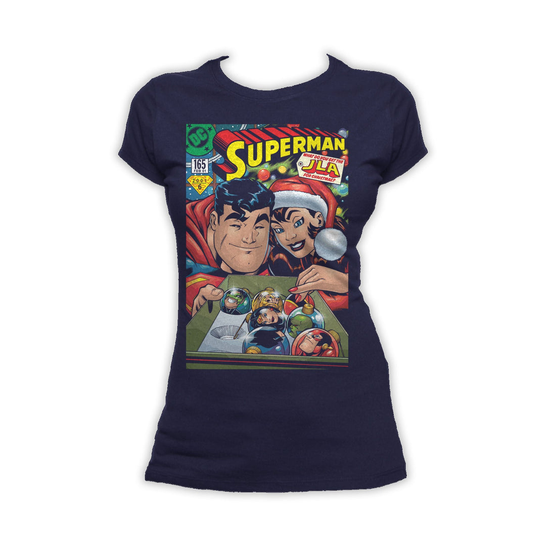 DC Comics Superman Cover 165 Xmas Lois Lane Women's T-Shirt Navy - Urban Species