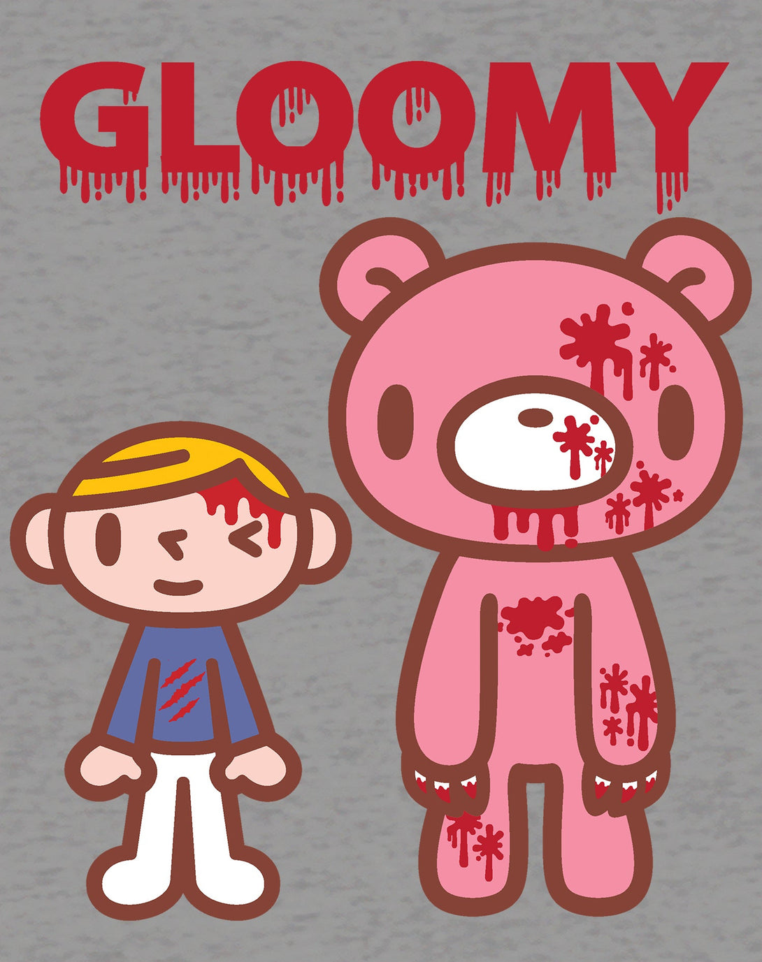 Gloomy Bear Blood Splatter Official Sweatshirt Sports Grey - Urban Species Design Close Up