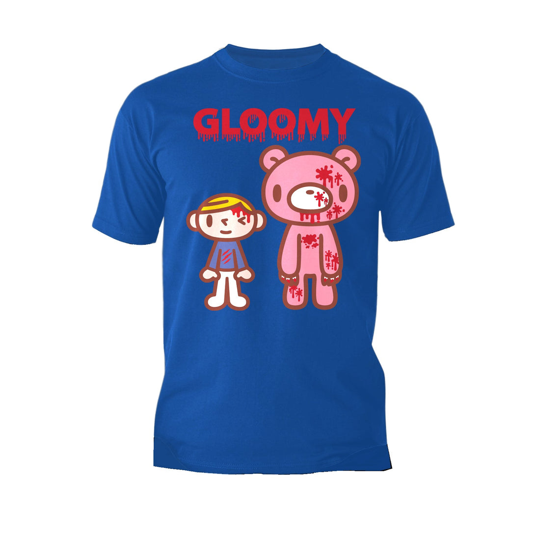 Gloomy Bear Blood Splatter Official Men's T-shirt Blue - Urban Species
