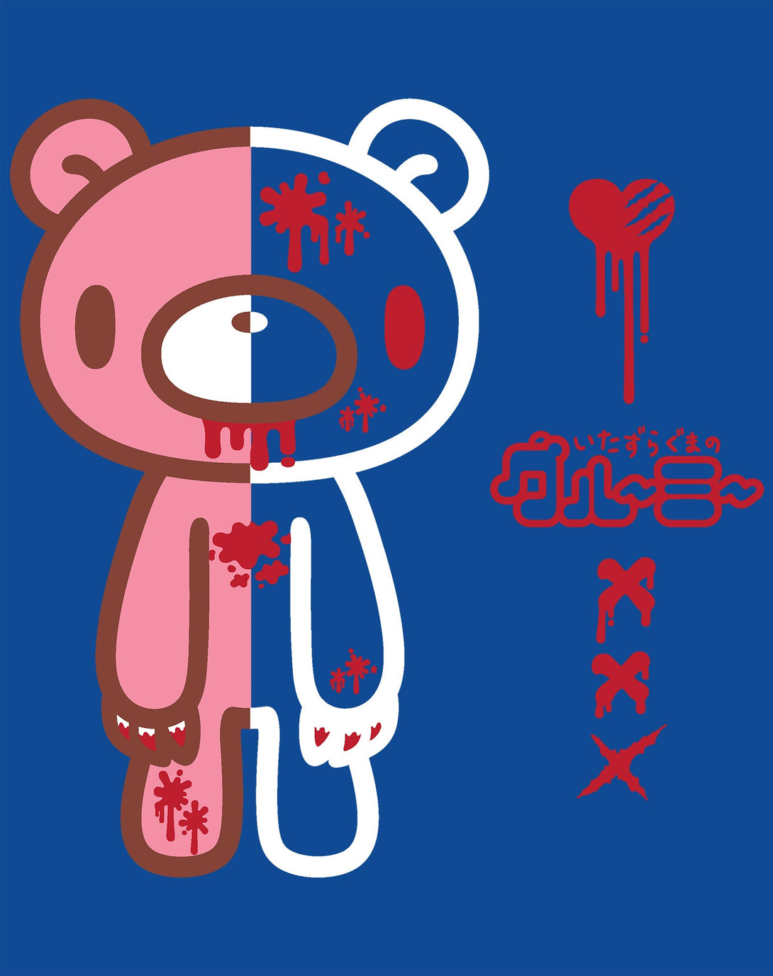Gloomy Bear Half Dead Official Women's T-shirt Blue - Urban Species Design Close Up