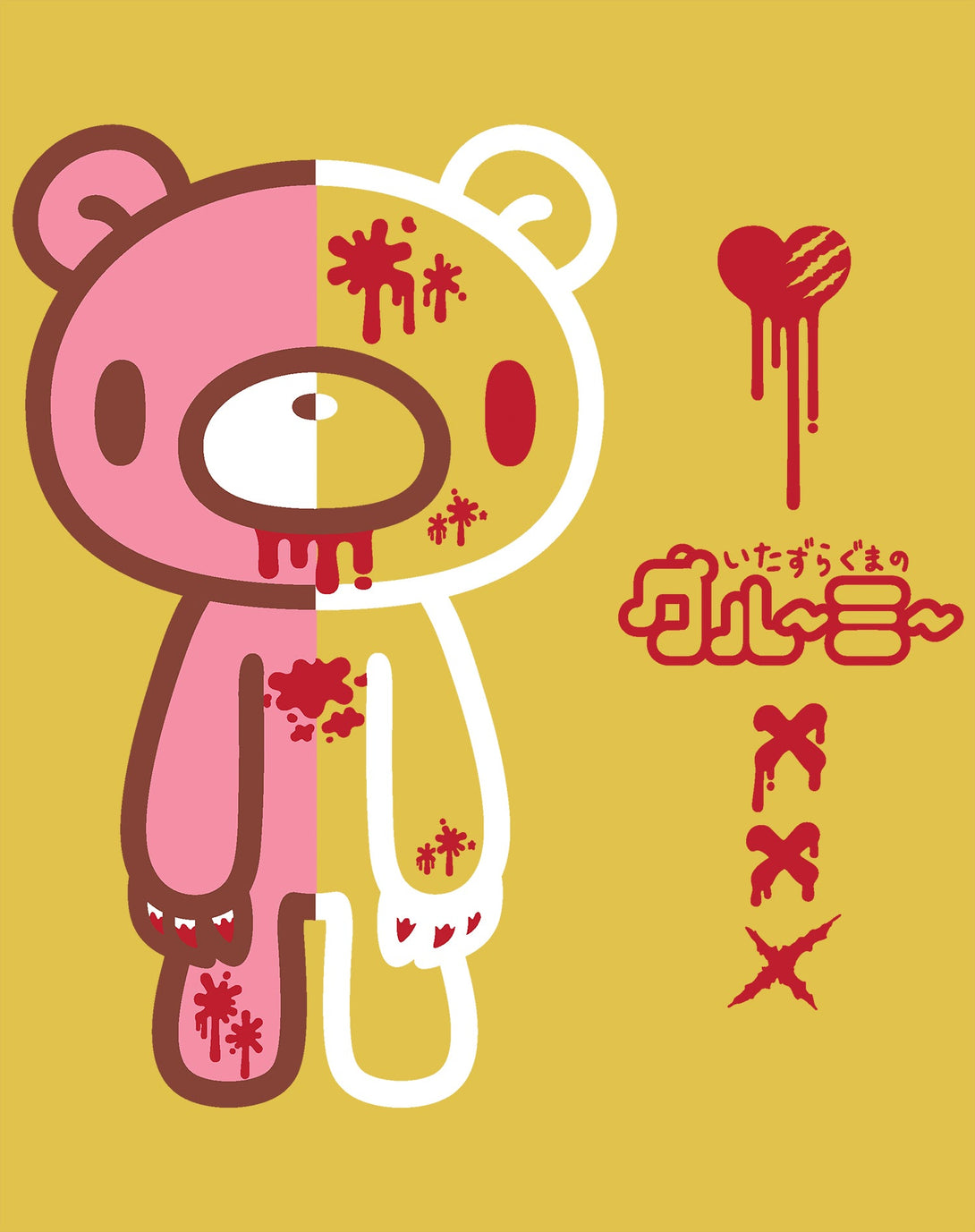 Gloomy Bear Half Dead Official Women's T-shirt Yellow - Urban Species Design Close Up
