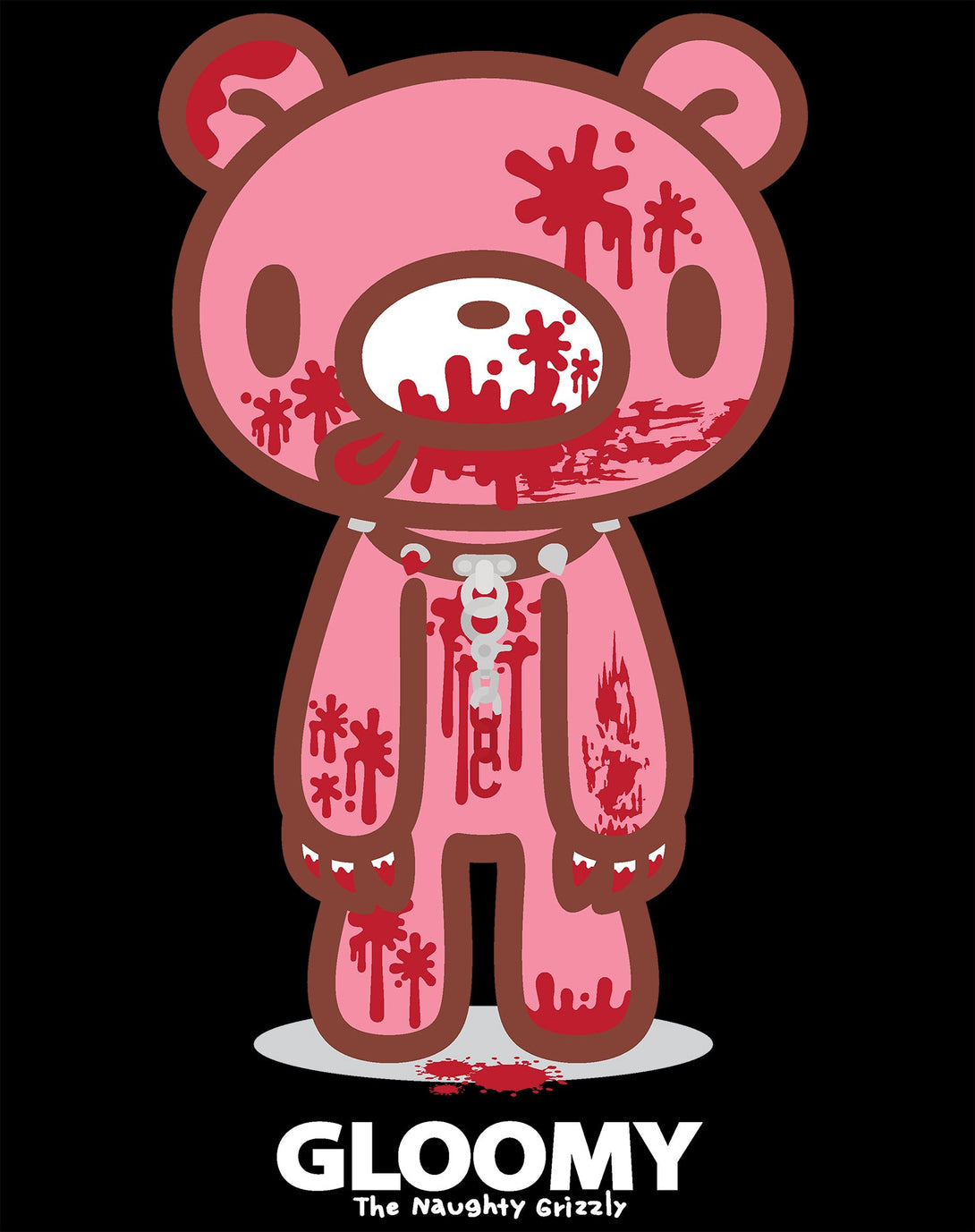 Gloomy Bear Naughty Grizzly Official Women's T-shirt Black - Urban Species Design Close Up