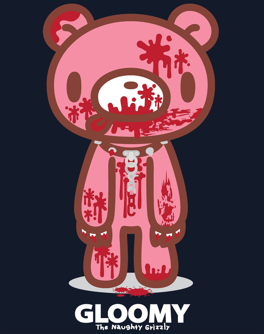 Gloomy Bear Naughty Grizzly Official Women's T-shirt Navy - Urban Species Design Close Up