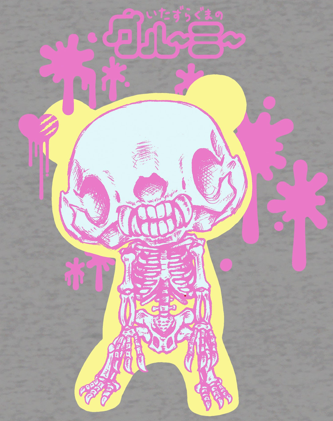 Gloomy Bear Skeleton Pose Official Sweatshirt Sports Grey - Urban Species Design Close Up