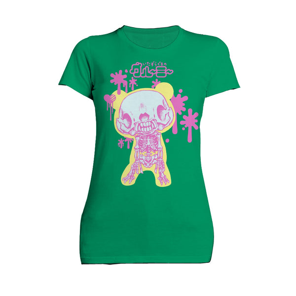 Gloomy Bear Skeleton Pose Official Women's T-shirt Green - Urban Species