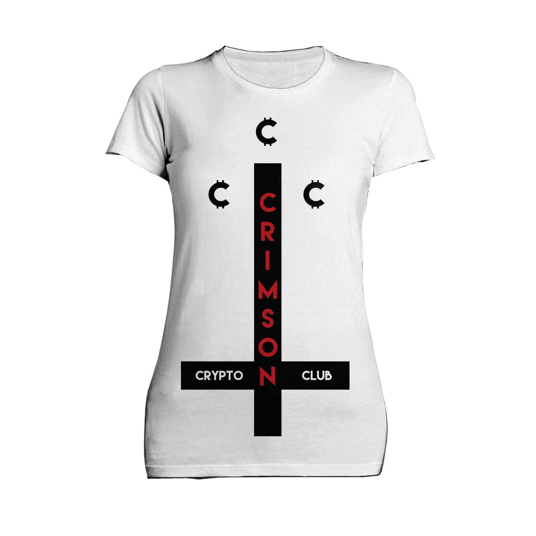 Kevin Smith Clerks 3 Blockchain Coltrane Crimson Crypto Club Logo Official Women's T-Shirt White - Urban Species