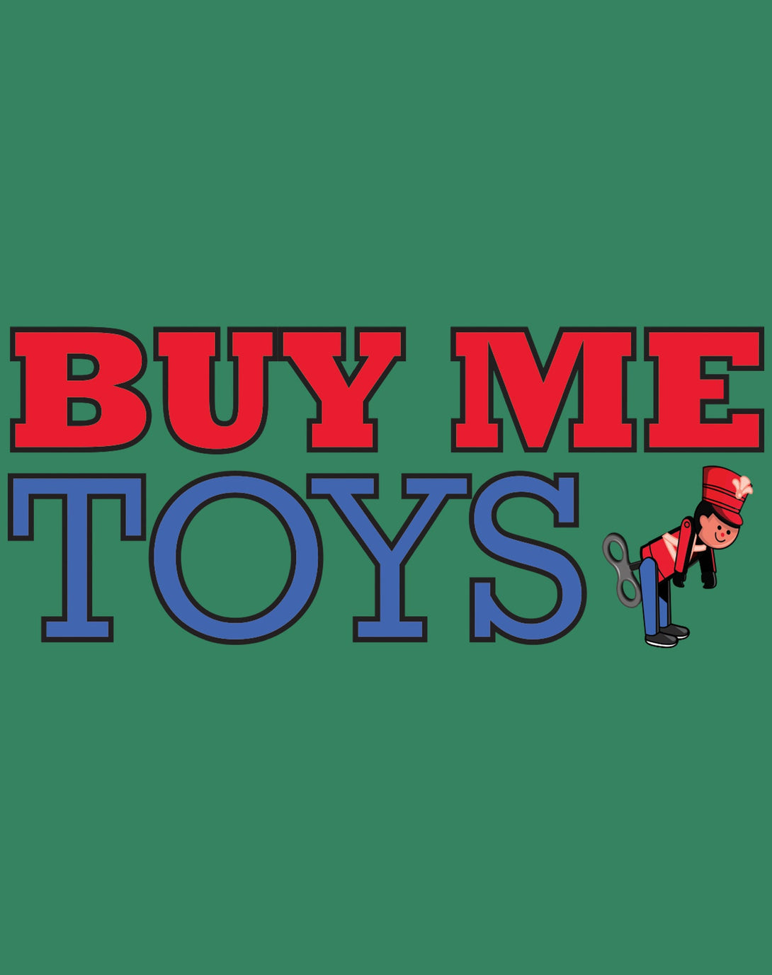 Kevin Smith Clerks 3 Buy Me Toys Logo Official Men's T-Shirt Green - Urban Species Design Close Up