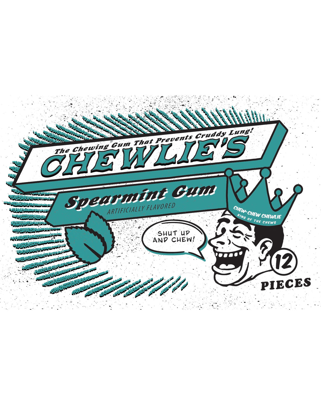 Kevin Smith Clerks 3 Chewlie's Spearmint Gum Vintage Logo Official Men's T-Shirt White - Urban Species Design Close Up