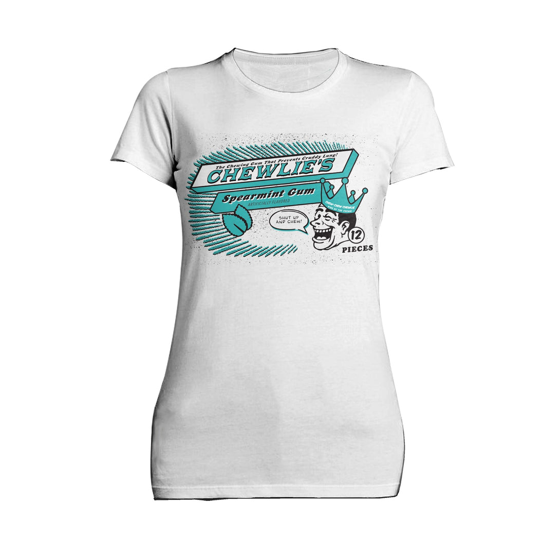 Kevin Smith Clerks 3 Chewlie's Spearmint Gum Vintage Logo Official Women's T-Shirt White - Urban Species