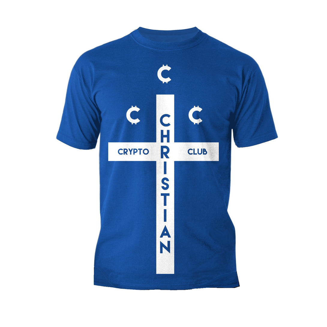 Kevin Smith Clerks 3 Elias Christian Crypto Club Logo Official Men's T-Shirt Blue - Urban Species