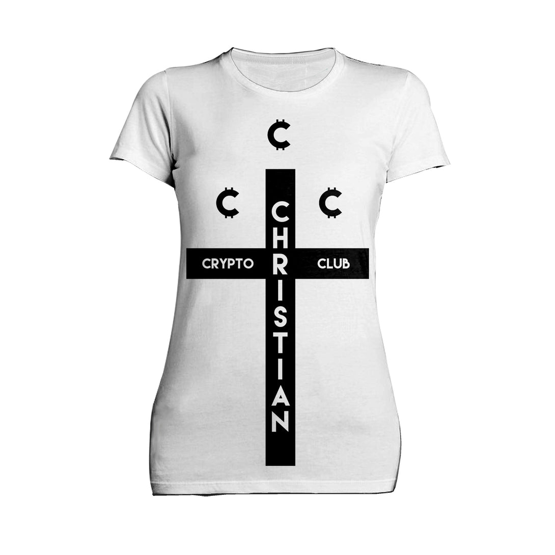 Kevin Smith Clerks 3 Elias Christian Crypto Club Logo Official Women's T-Shirt White - Urban Species