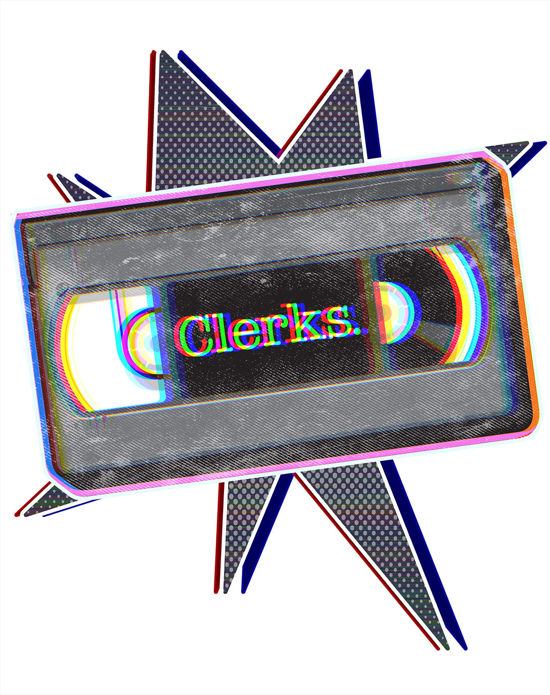 Kevin Smith Clerks VHS Cassette Glitch Retro 1990s Pop Art Official Women's T-Shirt White - Urban Species Design Close Up