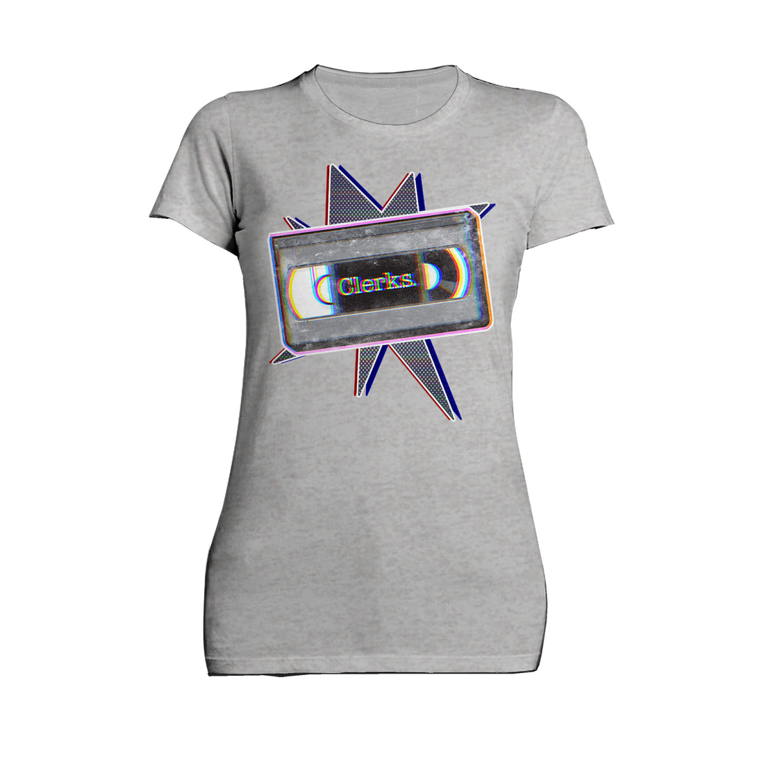 Kevin Smith Clerks VHS Cassette Glitch Retro 1990s Pop Art Official Women's T-Shirt Sports Grey - Urban Species