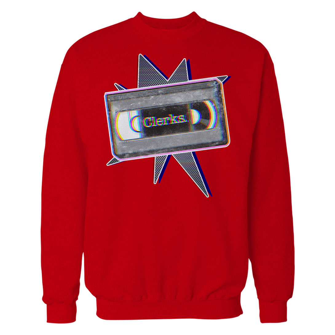 Kevin Smith Clerks VHS Cassette Glitch Retro 1990s Official Men's Sweatshirt Red - Urban Species