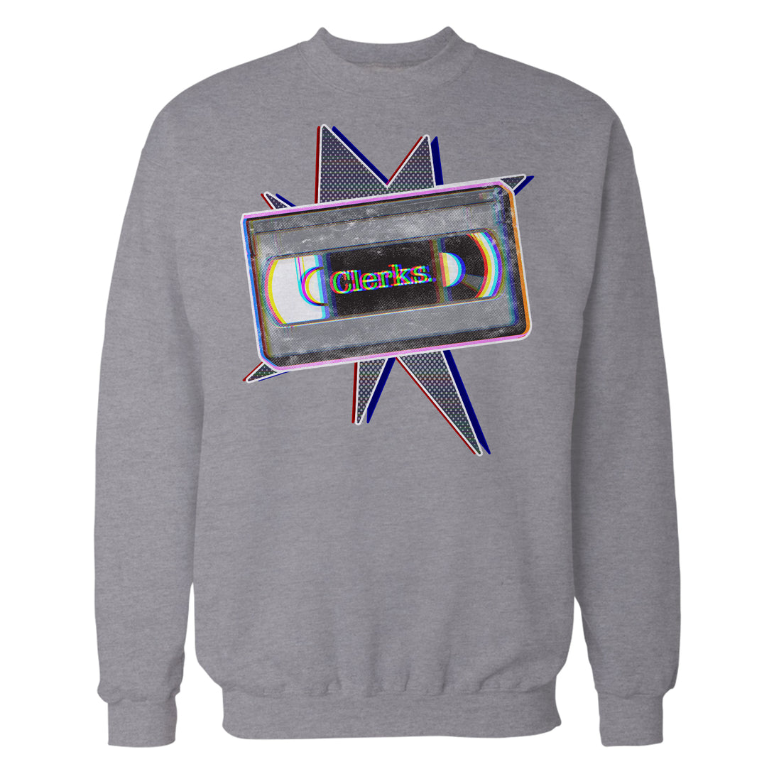 Kevin Smith Clerks VHS Cassette Glitch Retro 1990s Official Men's Sweatshirt Sports Grey - Urban Species