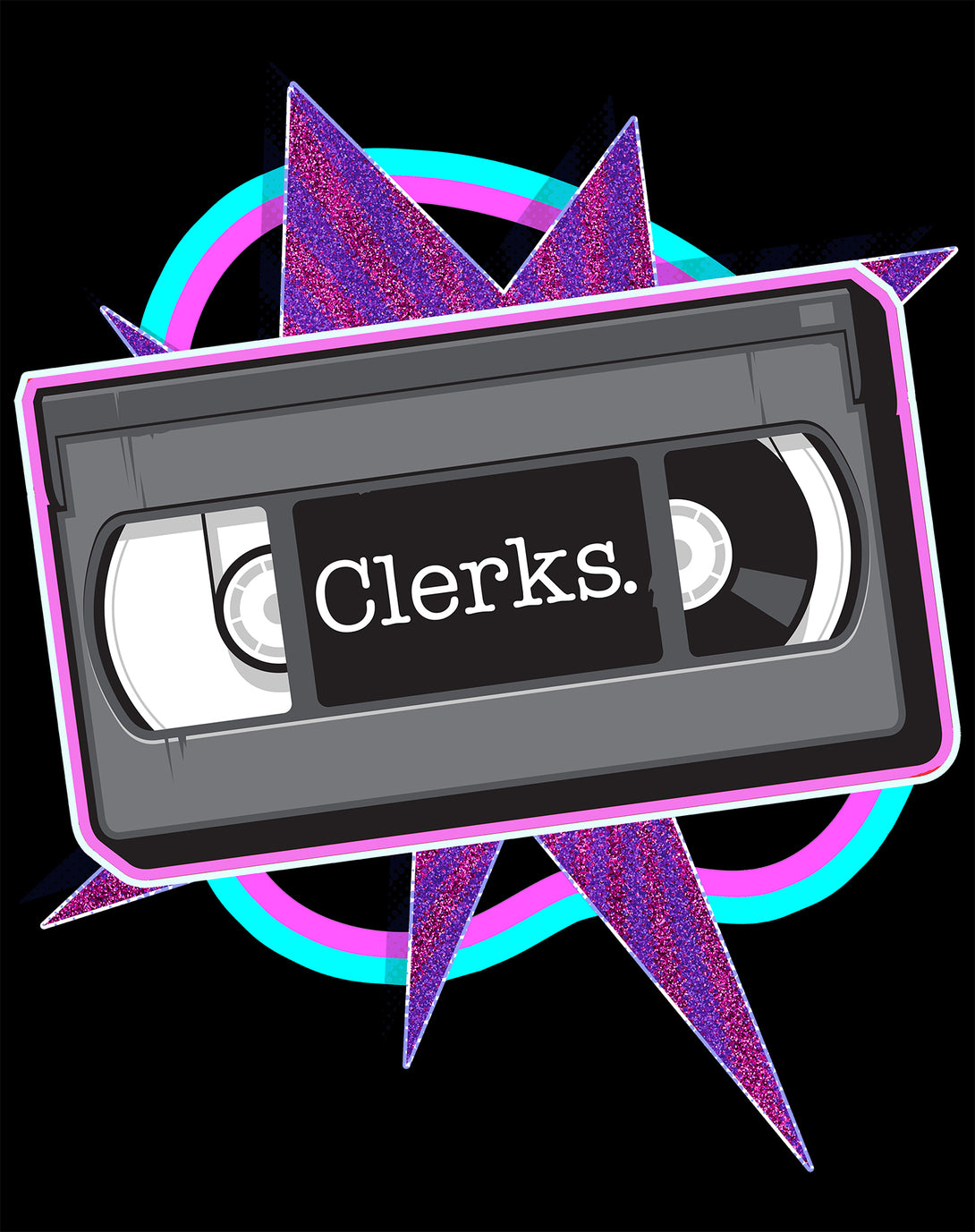 Kevin Smith Clerks VHS Tape Meme Icon Vintage 1990s Pop Art Official Sweatshirt Black - Urban Species Design Close Up