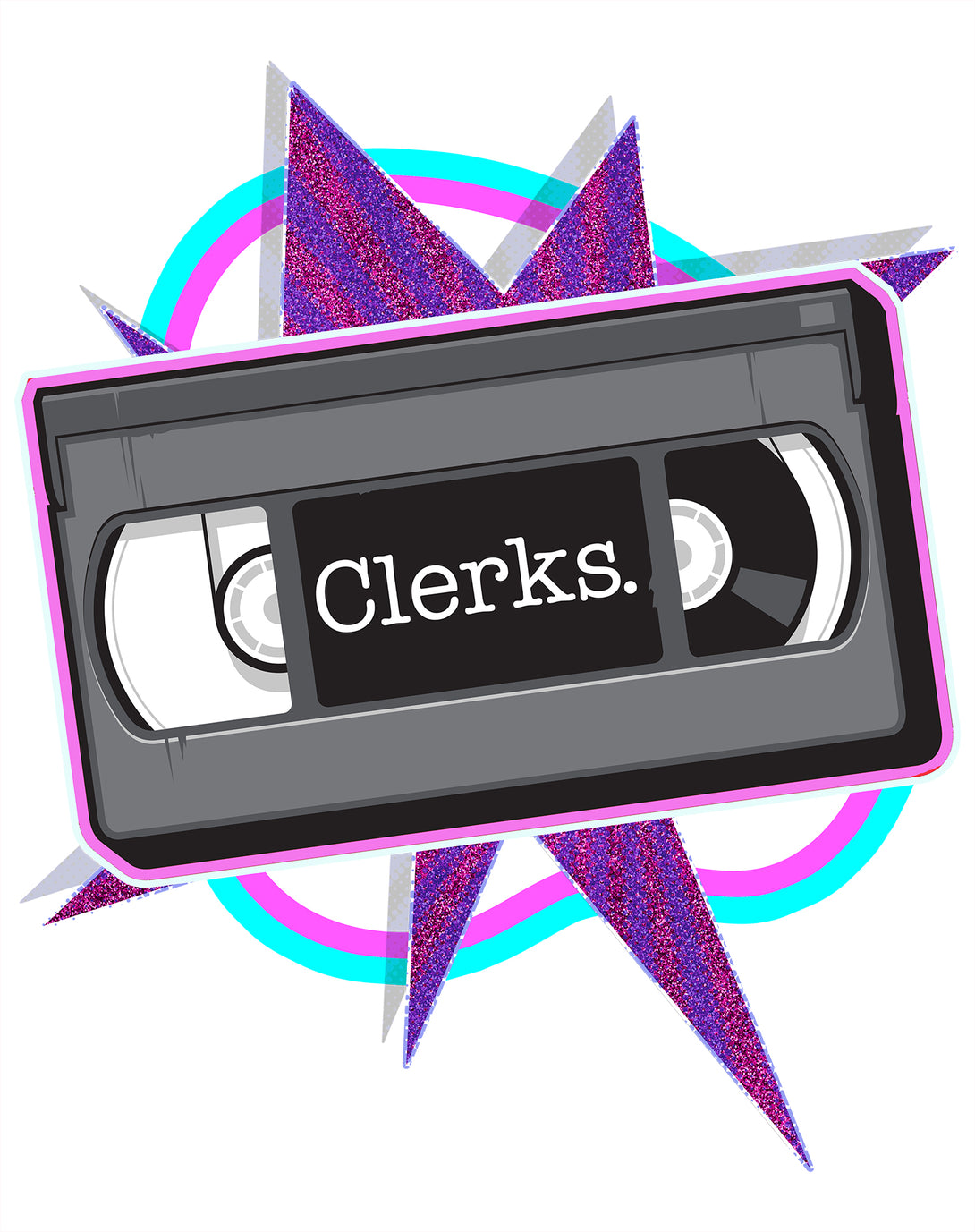 Kevin Smith Clerks VHS Tape Meme Icon Vintage 1990s Pop Art Official Women's T-Shirt White - Urban Species Design Close Up